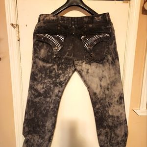 W 38 Gray Acid Wash Robin's Jean